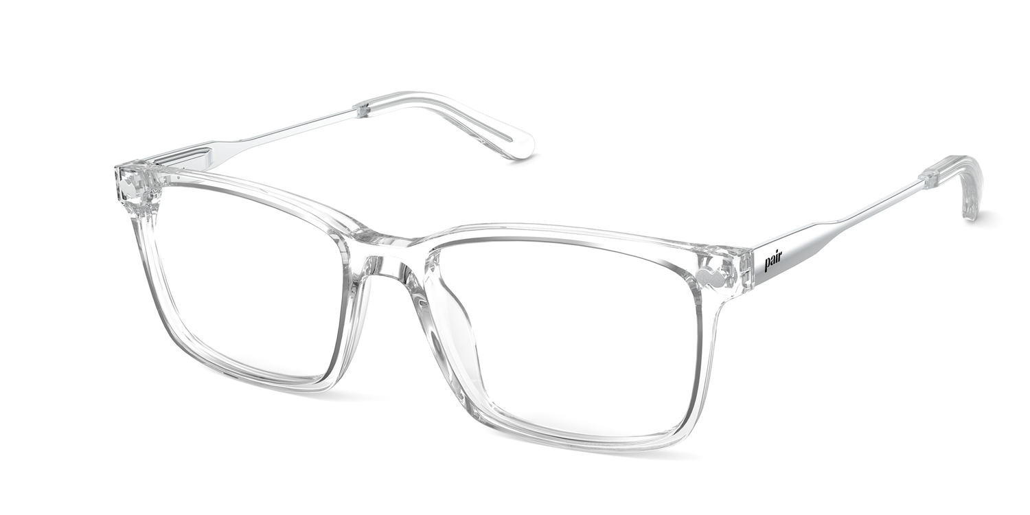 Mixed Material Crystal Clear Silver Metal