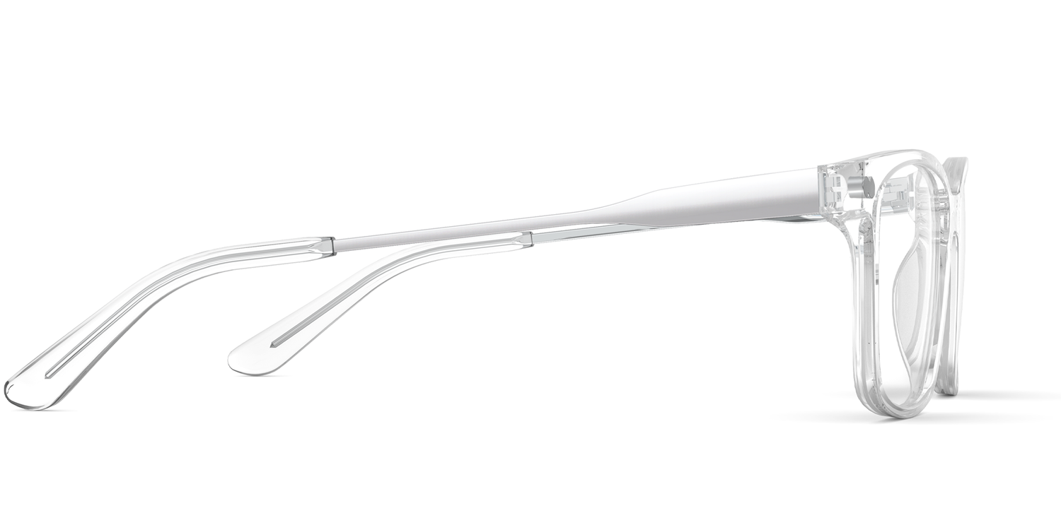 Mixed Material Crystal Clear Silver Metal